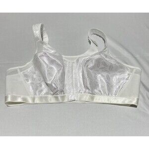 Playtex 18 hour bra 46D White Wireless 4379 Posture Support Hook &‎ Eye Straps